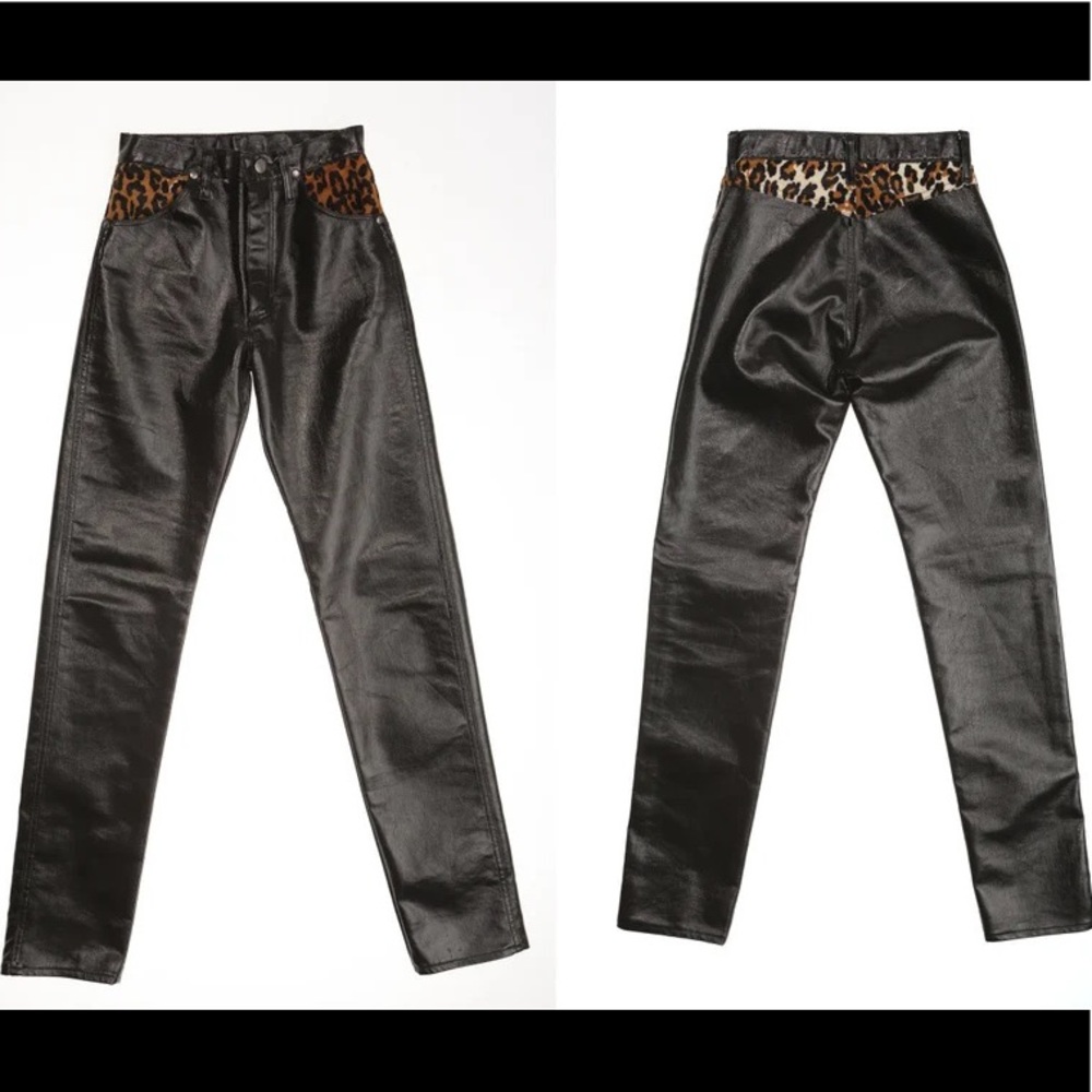 WRANGLER 80’s style black cheetah nylon Pants! Size 3 x 34 Waist 26”